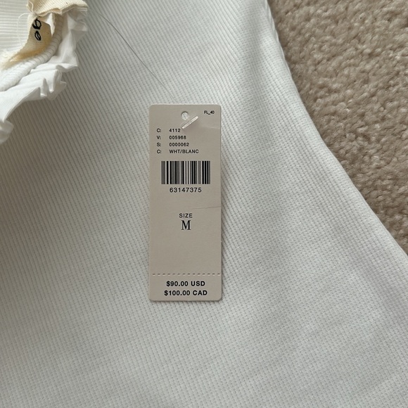 1 shoulder white ruffle shirt. By porridge. New with tags. Ribbed texture body. - Picture 5 of 6
